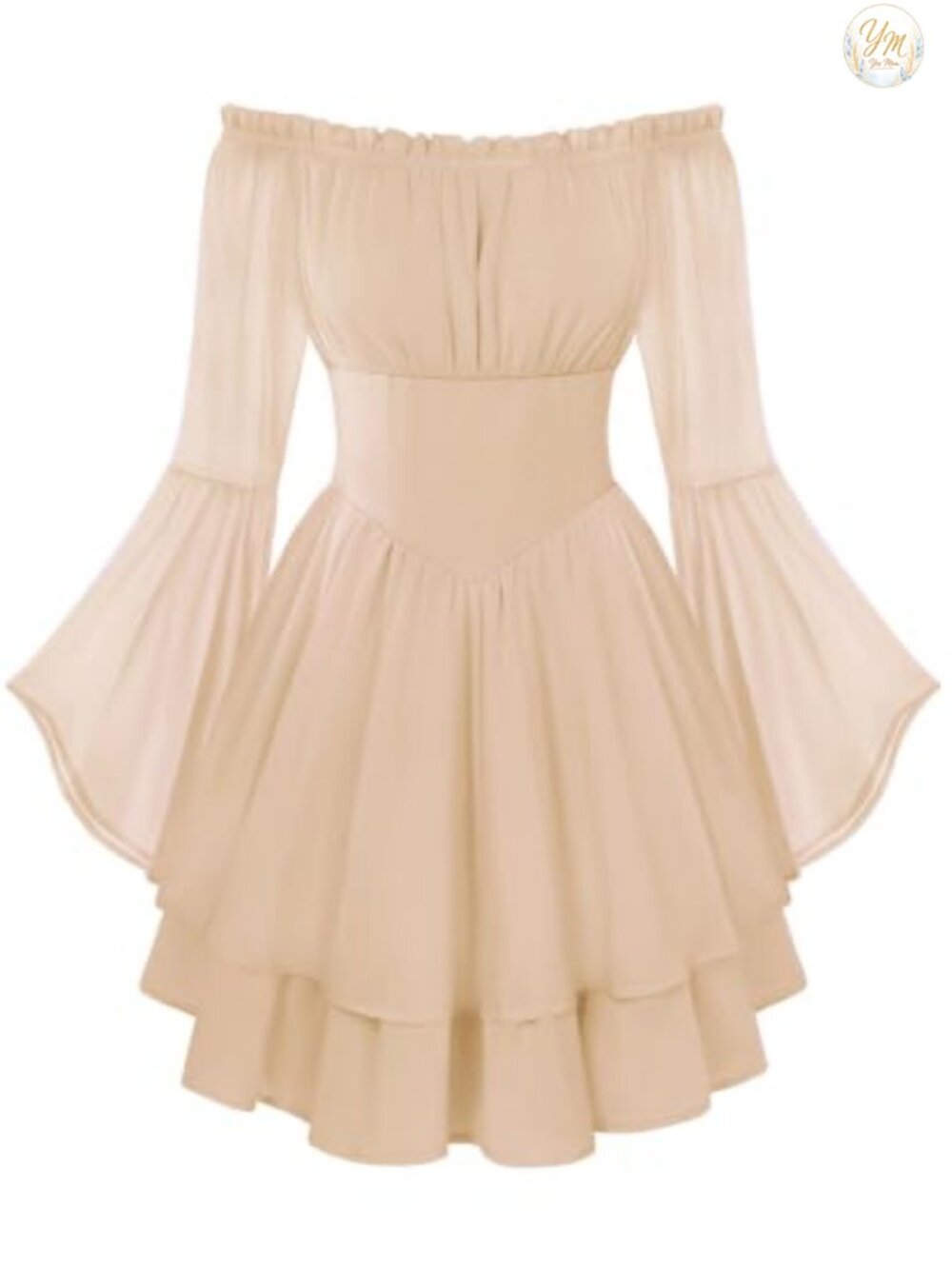 Corset Dress Off Shoulder Bell Sleeve Mini Chiffon
